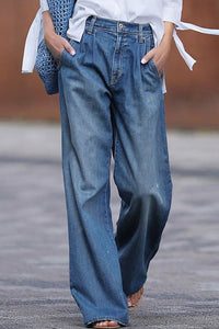 Blue Slouchy Wide Leg Jeans | Bottoms/Jeans