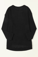 Load image into Gallery viewer, Oversized Top | Black Waffle Knit High Slits
