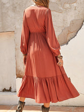 Load image into Gallery viewer, Midi Dress | V-Neck Long Sleeve Ruffled
