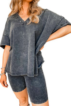 Load image into Gallery viewer, Oversized Shorts Set | Black Mineral Washed T Shirt and Shorts
