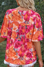 Load image into Gallery viewer, Fiery Red Floral Print Wide Sleeve Blouse | Tops/Blouses &amp; Shirts
