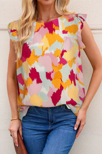 Multicolor Abstract Printed Flutter Tank | Tops/Tank Tops