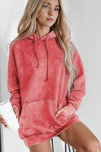 Mineral Wash Kangaroo Pocket Drawstring Pullover Hoodie | Tops/Sweatshirts & Hoodies