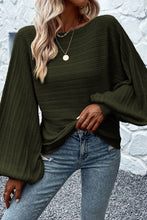 Load image into Gallery viewer, Jungle Green Lantern Sleeve Eyelets Textured Knit Sweater | Tops/Sweaters &amp; Cardigans
