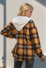 Load image into Gallery viewer, Drawstring Plaid Hooded Shacket
