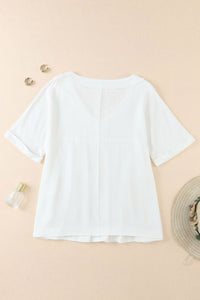 White Frayed V Neck Ruffled Babydoll Blouse | Tops/Blouses & Shirts