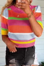 Load image into Gallery viewer, Color-Block Sweater | Mullt-Color Cropped Short Sleeve Sweater
