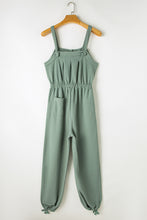 Load image into Gallery viewer, Textured Drawstring Jumpsuit | Moss Green Knotted Straps Button
