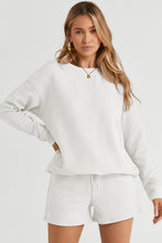 Load image into Gallery viewer, Drawstring Shorts Set | White Textured Long Sleeve Top
