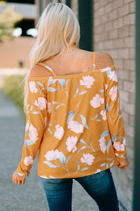 Yellow Cold Shoulder Long Sleeve Floral Top | Tops/Blouses & Shirts