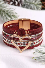 Load image into Gallery viewer, Heart Layered Bracelet | Fiery Red Rhinestone Bracelet
