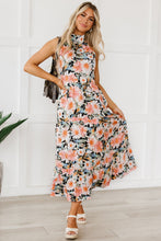 Load image into Gallery viewer, Black Boho Floral Print Knotted Halter Ruffled Maxi Dress | Dresses/Maxi Dresses
