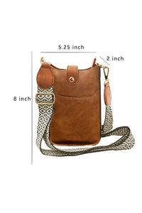 Coffee Geometric Strap PU Leather Crossbody Bag | Shoes & Bags/Crossbody Bags