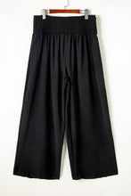 Load image into Gallery viewer, Black Shirred High Waist Plus Size Wide Leg Pants | Plus Size/Plus Size Bottoms
