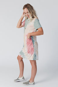 Multicolor Tie Dye Oversized Slit Tee Dress | Dresses/T Shirt Dresses