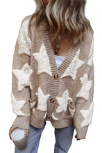 Load image into Gallery viewer, Khaki Star Pattern Winter Sweater with Pockets
