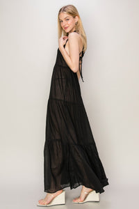 Black Maxi Dress | Halter Neck Cover Up Dress