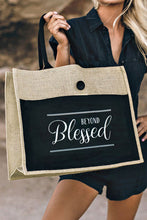 Load image into Gallery viewer, Black Weekend Bag | Black Blessed Printed Vintage Tote Bag
