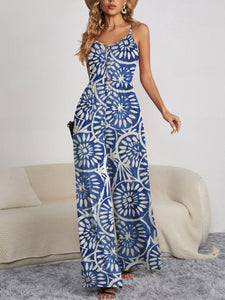 Womens Jumpsuit | Decorative Button Spaghetti Strap Wide Leg Jumpsuit | Dress