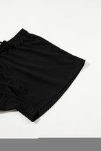 Load image into Gallery viewer, Drawstring Shorts Set | Black Casual Textured Tee and Shorts
