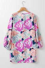 Load image into Gallery viewer, Floral Print Dress | Multicolor Bubble Sleeve Blooming Flowers
