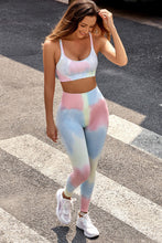 Load image into Gallery viewer, Sky Blue 2pcs Tie Dye Yoga Bra and High Waist Leggings Set | Activewear/Activewear Sets
