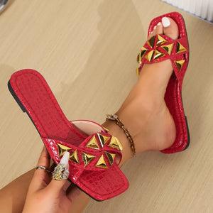 Geometric Open Toe Flat Sandals | sandals