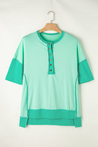 Patchwork T Shirt | Bright Green Contrast Color