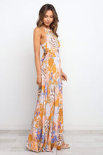 Load image into Gallery viewer, Orange Boho Floral Backless Lace up Sleeveless Maxi Dress | Dresses/Maxi Dresses
