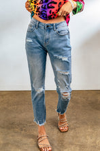 Load image into Gallery viewer, Light Blue Distressed Boyfriend Denim Pants
