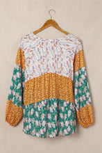 Load image into Gallery viewer, Green Color Block Floral Print Loose Blouse | Tops/Blouses &amp; Shirts
