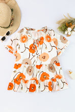 Load image into Gallery viewer, Orange Floral Print Frill Neck Tiered Babydoll Blouse | Tops/Blouses &amp; Shirts
