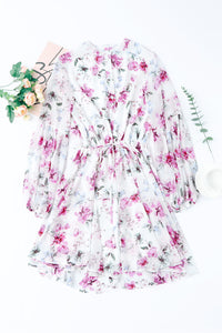 Vintage Floral Print Drawstring Flowy Dress | Dresses/Floral Dresses