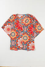 Load image into Gallery viewer, Bat Wing Blouse | Red Floral V Neck Blouse
