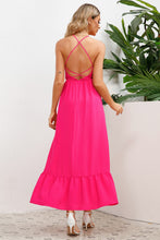 Load image into Gallery viewer, Pink Midi Dress | Smocked Crisscross Spaghetti Strap Dress
