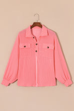 Load image into Gallery viewer, Pink Corded Flap Pocket Henley Top | Tops/Long Sleeve Tops
