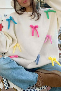 Colorful Bow Knot Crewneck Oversize Sweater