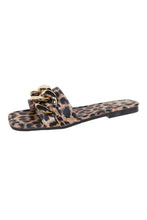 Load image into Gallery viewer, Brown Chain Decor Leopard Slide Sandals
