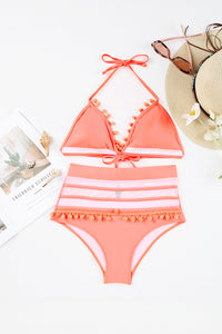 Pink Mesh Insert High waisted swimsuits | Swimwear/High Waisted Swimsuit