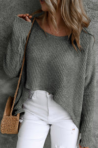 Carbon Grey Slouchy Dolman Sleeve High Low Sweater