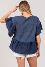 Load image into Gallery viewer, Ruffle Sleeve Top | Washed Short Sleeve Blouse
