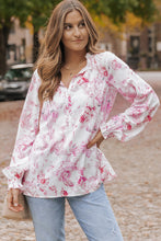 Load image into Gallery viewer, Multicolour Vibrant Floral Printed Ruffle Trim Blouse | Tops/Blouses &amp; Shirts
