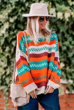 Load image into Gallery viewer, Multicolor Color Block Striped Loose Sleeve Sweater | Tops/Sweaters &amp; Cardigans
