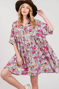 Mini Dress | Floral Button Down Mini Shirt Dress