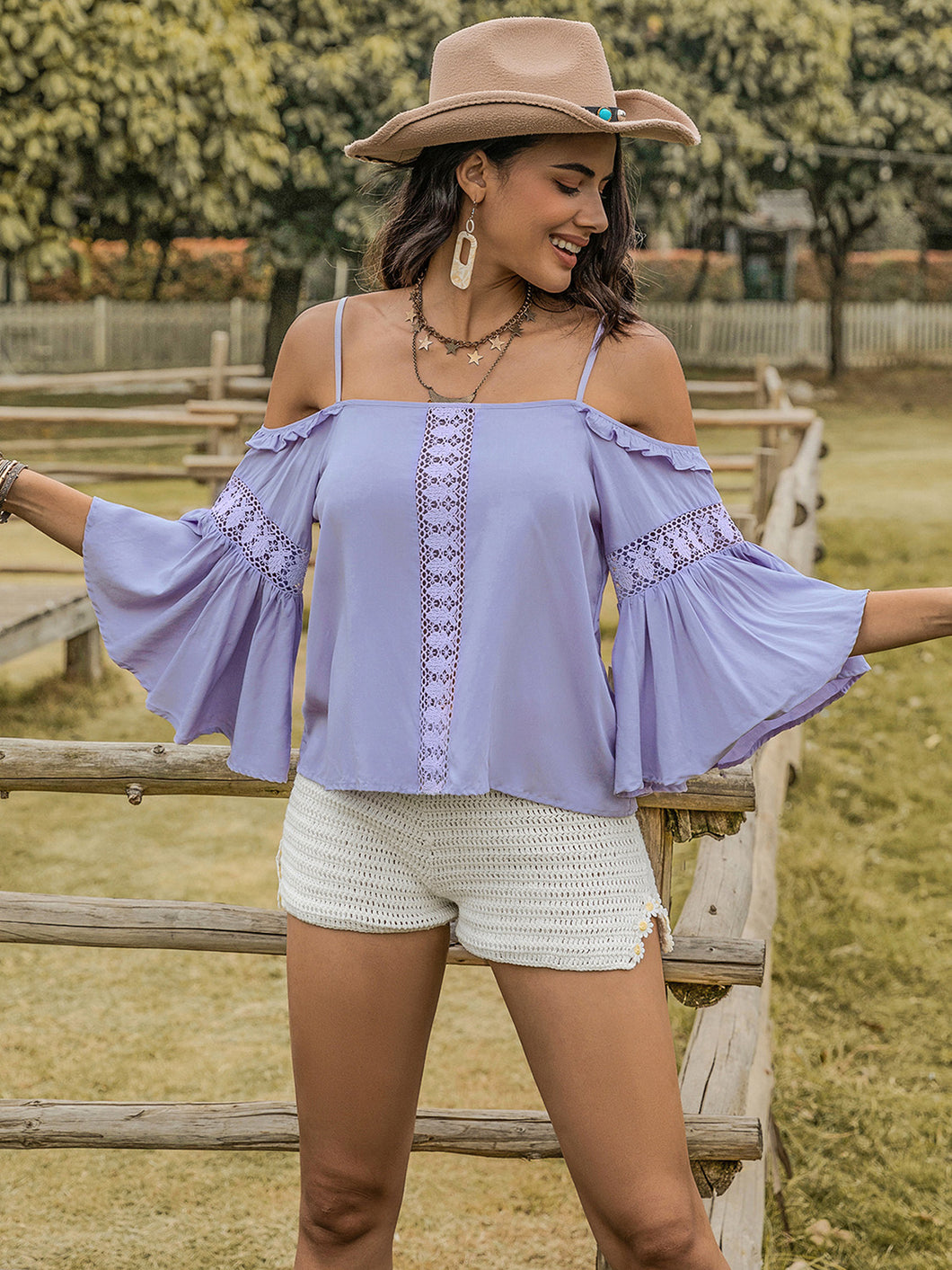 Womens Blouse | Square Neck Flare Sleeve Blouse | blouse