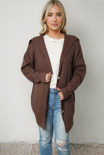 Load image into Gallery viewer, Brown Chunky Knit Lapel Collar Button up Cardigan
