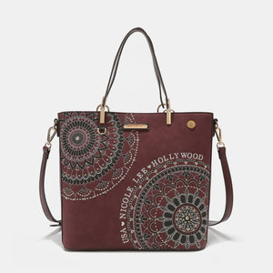 Metallic Embroidery Rhinestone Tote Bag