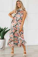 Load image into Gallery viewer, Black Boho Floral Print Knotted Halter Ruffled Maxi Dress | Dresses/Maxi Dresses
