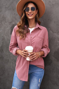 Pink Corduroy Button Pocket Shirt | Tops/Blouses & Shirts