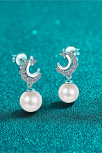 Load image into Gallery viewer, Moissanite Pearl Drop Earrings
